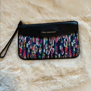 Vera Bradley Black and Multicolor Wristlet NWOT